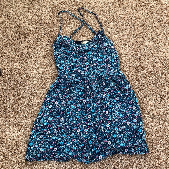 Blue floral Hollister minidress - Large - Picture 1 of 4
